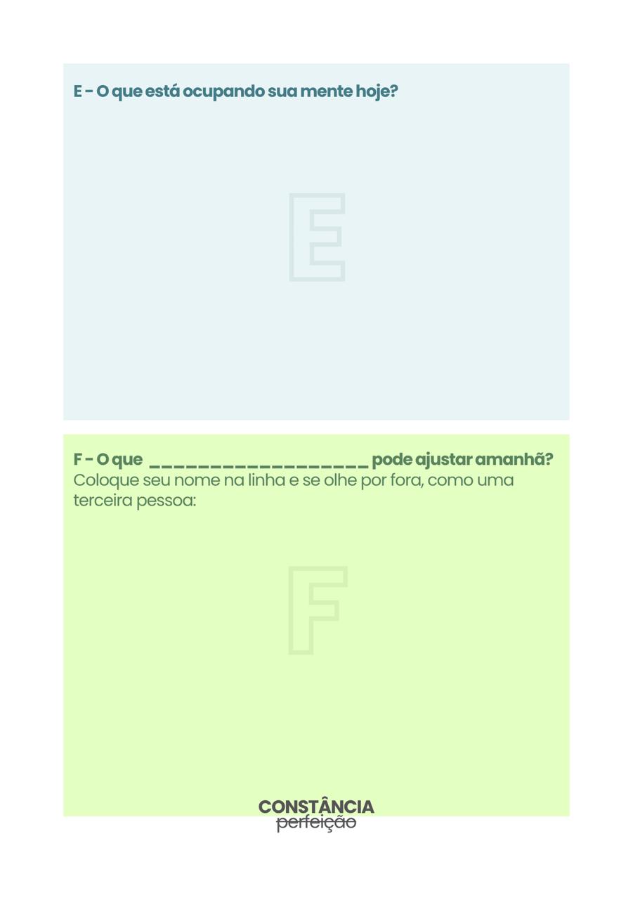 Blocos E e F — Mente do dia e ajuste